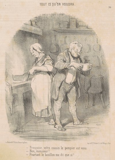 Francois, fetteren din brannmannen kom... av Honoré Daumier