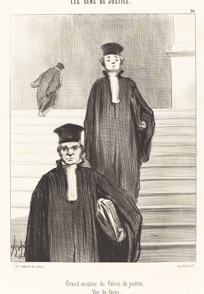 Stor trapp til tinghuset. Forfra av Honoré Daumier