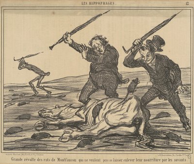 Stort opprør fra Montfaucon-rottene... av Honoré Daumier