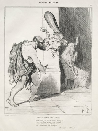 Herkules temmet av kjærlighet av Honoré Daumier
