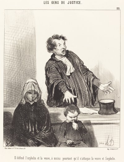 Han forsvarer den foreldreløse og enken, med mindre... av Honoré Daumier