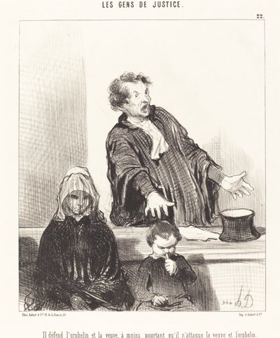 Han forsvarer den foreldreløse og enken, med mindre... av Honoré Daumier