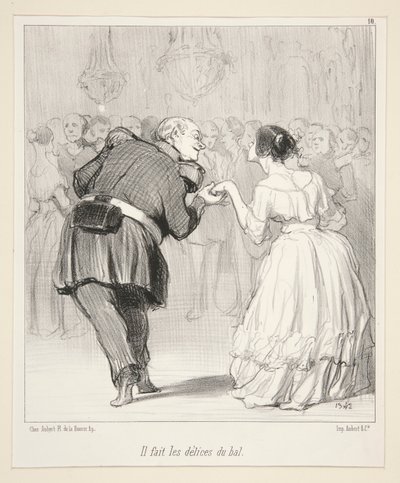 Han lager gledene ved ballen., fra Les Banqueteurs av Honoré Daumier