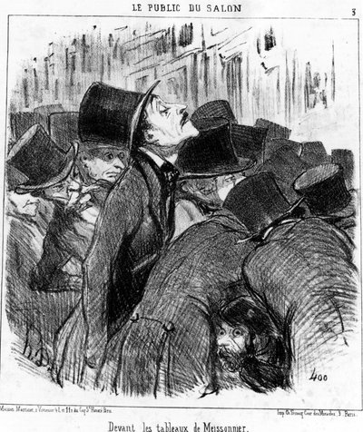 Foran Meissonniers malerier, hentet fra “” Paintings and Salons”, tegneserieserie av Honore Daumier (1808-1879). “Charivari” av Honoré Daumier