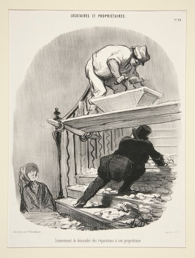 Uleilighet med å be om reparasjoner fra utleier, fra leietakere og eiere av Honoré Daumier