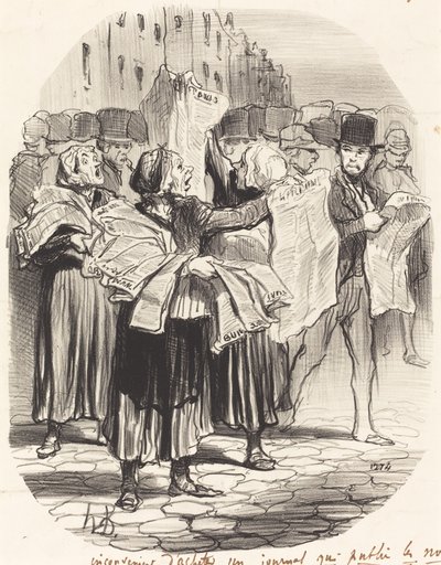 Ulempen med å kjøpe en avis... av Honoré Daumier