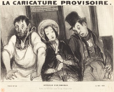 Interiør i en omnibus av Honoré Daumier
