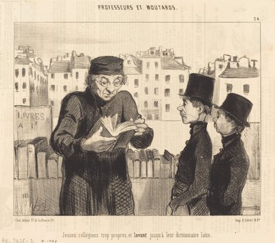 Unge studenter... vasker opp sin latinske ordbok av Honoré Daumier
