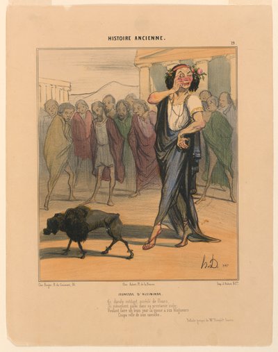 Youth of Alcibiades, plate 19 fra Ancient History av Honoré Daumier