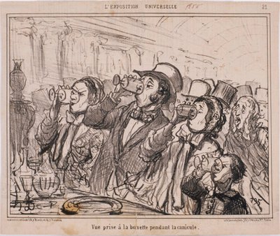 The Universal Exhibition - Utsikt tatt ved forfriskningsbaren under hetebølgen av Honoré Daumier