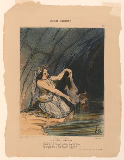 The Baptism of Achilles, plate 22 fra Ancient History av Honoré Daumier