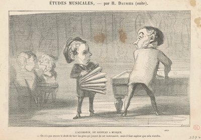 Trekkspillet, kalt musikalsk belg av Honoré Daumier