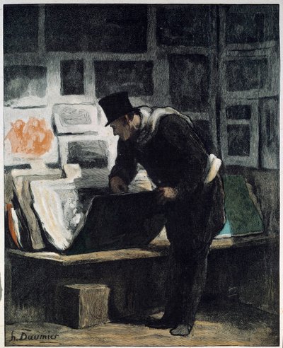 L "amatør d" trykker Tegning av Honore Daumier av Honoré Daumier
