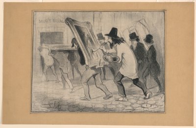 Den siste dagen for mottak av maleriene, fra Charivari av Honoré Daumier
