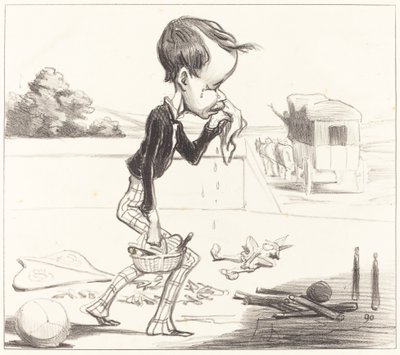 Unge Estancelin er forpliktet til å gå tilbake til klassen! av Honoré Daumier