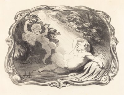 The Sleep of Endymion-Berryer av Honoré Daumier