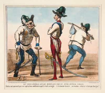 Gamle general Giulay erstattet av unge general Schlick av Honoré Daumier