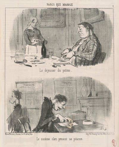 Lunsjen til sjefen, den sjette kontorist... av Honoré Daumier