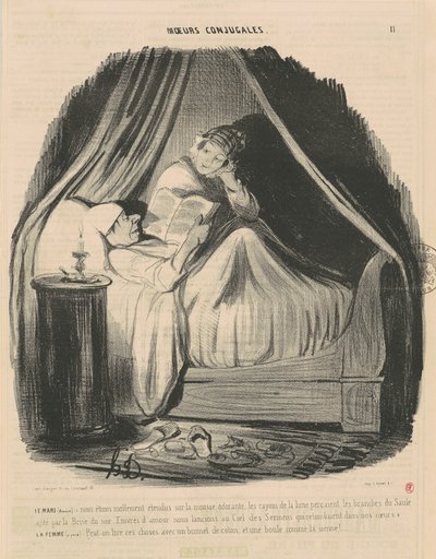 Mannen leser: vi lå slapt... av Honoré Daumier