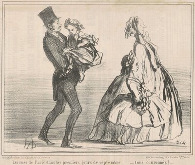 Gatene i Paris de første dagene av september... av Honoré Daumier