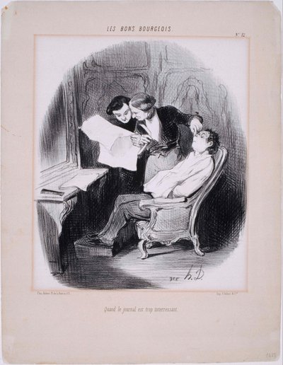 Les Bons Bourgeois- Når avisen er for interessant av Honoré Daumier