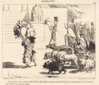 Pudler og pensjonister vil gratulere forsamlingen... av Honoré Daumier