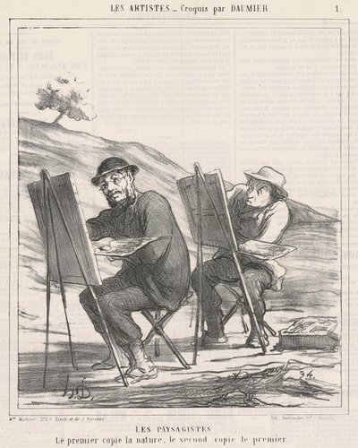 Landskapsarkitekter. Den første kopierer naturen av Honoré Daumier