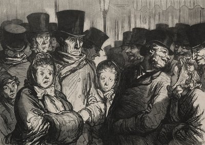 Teatrene: kommer ut av dramaet og kommer ut av tightroperne. av Honoré Daumier
