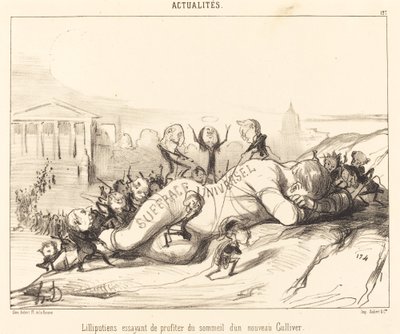 Lilliputianere prøver å nyte søvnen... av Honoré Daumier