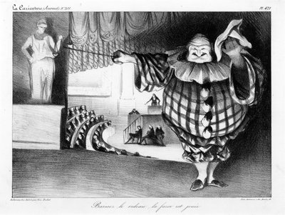 Senk gardinen, farsen er avsluttet plate 421 av Honoré Daumier