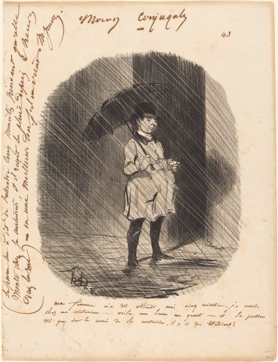 Min kone sa til meg: vent på meg i fem minutter... av Honoré Daumier
