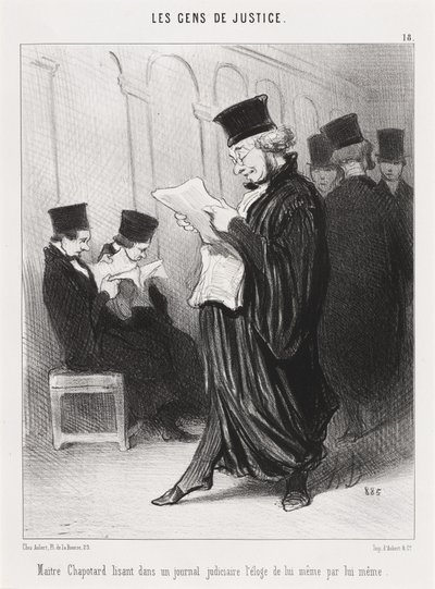 Maitre Chapotard leser ... lovtale om seg selv ... av Honoré Daumier