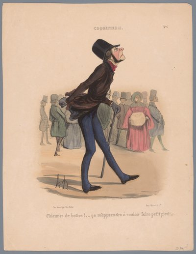 Mannen går i sko som er for små Chiennes de bottes! (...) (tittel på objekt) Vanity (serietittel) Coquetry (serietittel på objekt) av Honoré Daumier