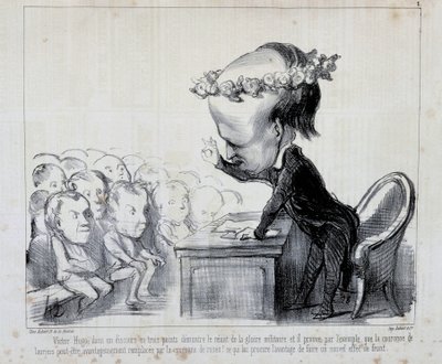 Minner om fredskongressen: Victor Hugo (nr. 1 av serien) - av Daumier, i "" Charivari"" av 06.09.1849 av Honoré Daumier
