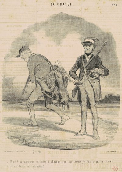 Takk! Denne herren inviterer meg til å jakte... av Honoré Daumier