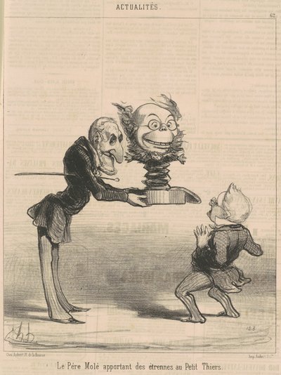Molé kommer med gaver til Petit Thiers av Honoré Daumier