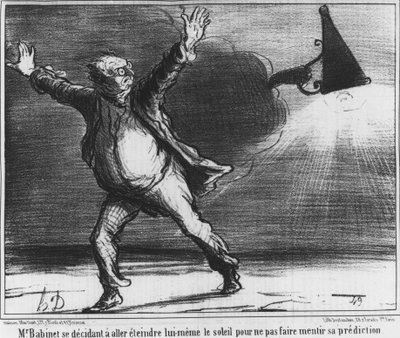 Monsieur Babient bestemte seg for å gå og slå av solen selv for ikke å få spådommen sin til å lyve, karikatur om Honore Daumiers komet fra 1857 (1808-1879). av Honoré Daumier