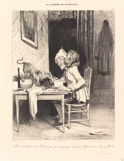 Monsieur Coquelet... deler sin... lunsj av Honoré Daumier