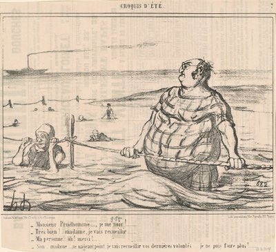 Monsieur Prudhomme... Jeg drukner! ... av Honoré Daumier