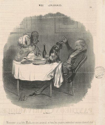 Monsieur har beistet sitt, Madame dyret hennes... av Honoré Daumier