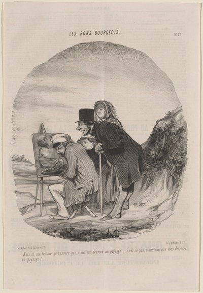 Gentleman tegner et landskap av Honoré Daumier