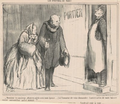 Mr. concierge, går om kvelden av Honoré Daumier