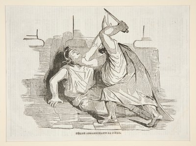 Nero myrdet moren sin, fra Charivari 9. april 1834 av Honoré Daumier