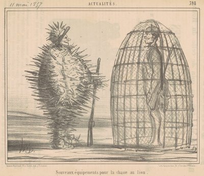 Nytt utstyr for løvejakt av Honoré Daumier