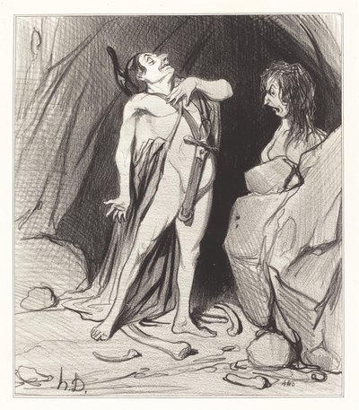 Ødipus ved sfinksen av Honoré Daumier
