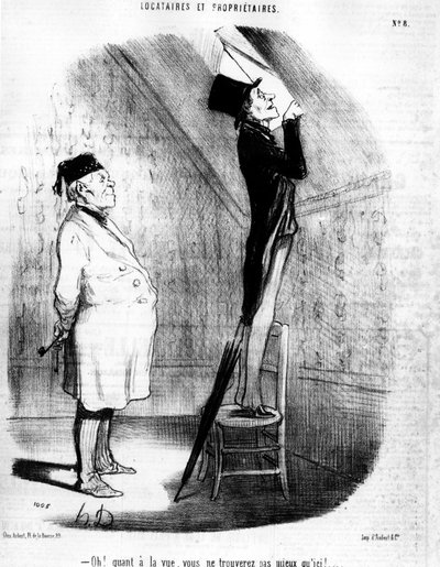 Åh! Når det gjelder utsikten, finner du ikke noe bedre enn her!... , hentet fra "" Tenants et Owners", tegneserieserie av Honore Daumier (1808-1879). “Charivari” av Honoré Daumier