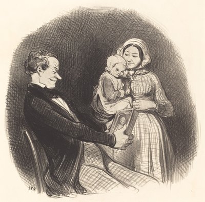 Pappa stirrer på bildet av bildet sitt av Honoré Daumier