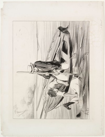 Parisian Boatmen, plate 14: Mann over bord av Honoré Daumier
