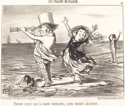 Parisere overrasket over tidevannet... av Honoré Daumier