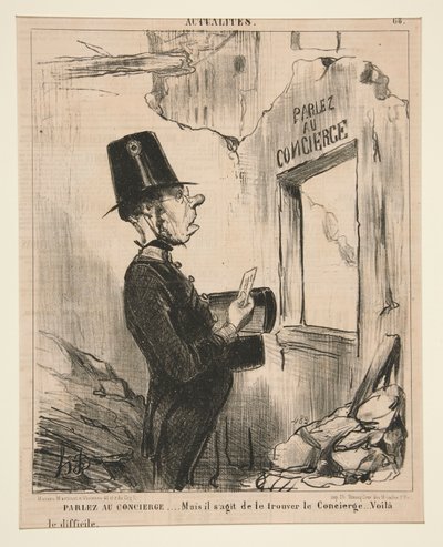 Snakk med vaktmesteren av Honoré Daumier